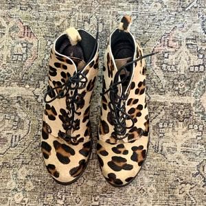 Leopard Calf Hair Intentionally Blank Ankle Boots Size 9